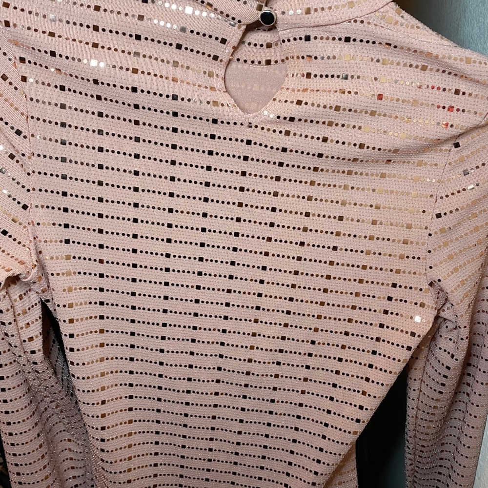Long sleeve pink sparkly bodysuit